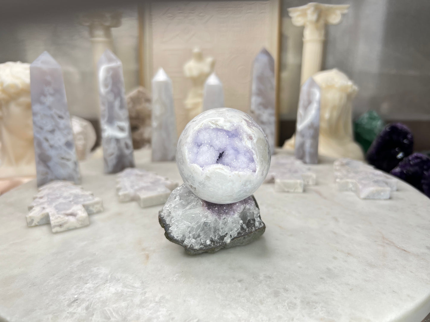 Plum & Snow Agate Spheres