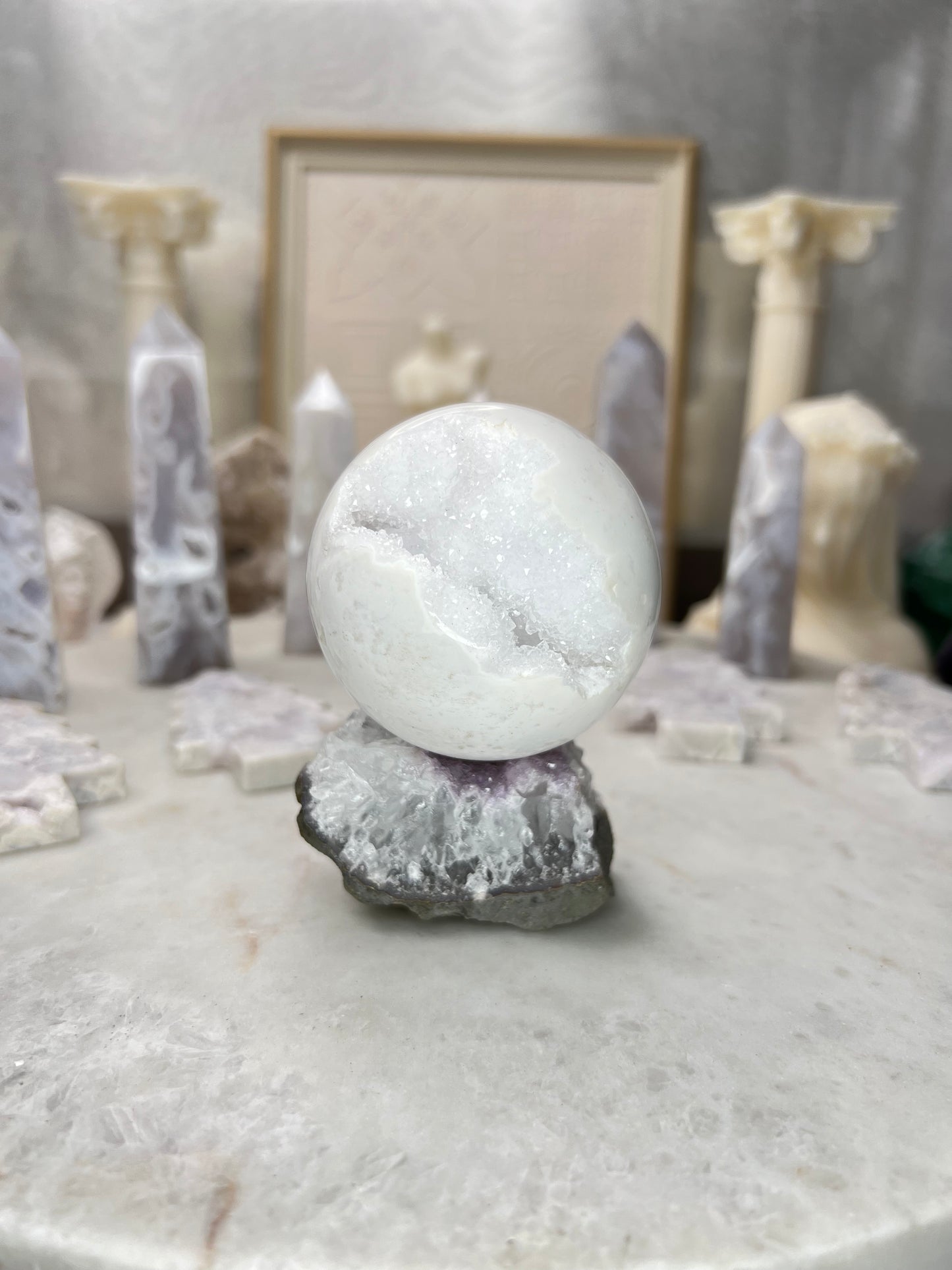 Plum & Snow Agate Spheres