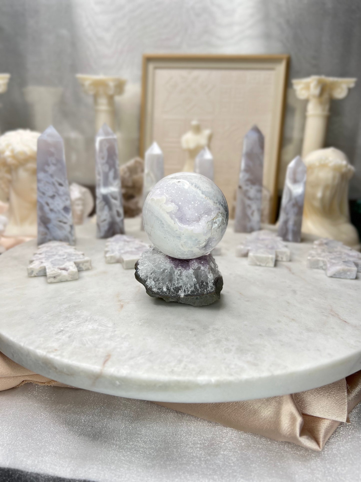 Plum & Snow Agate Spheres